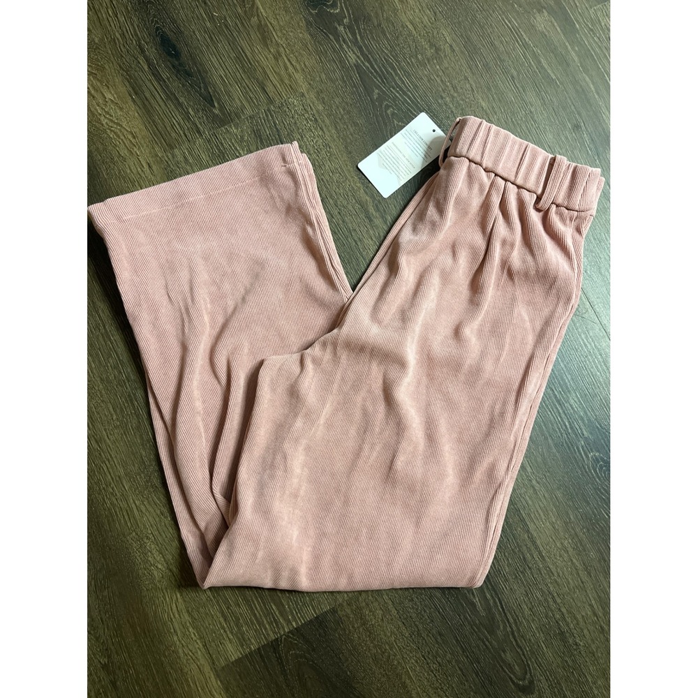 Corduroy Pants Womens Trousers Casual Wide Leg Pink - Picture 2 of 2